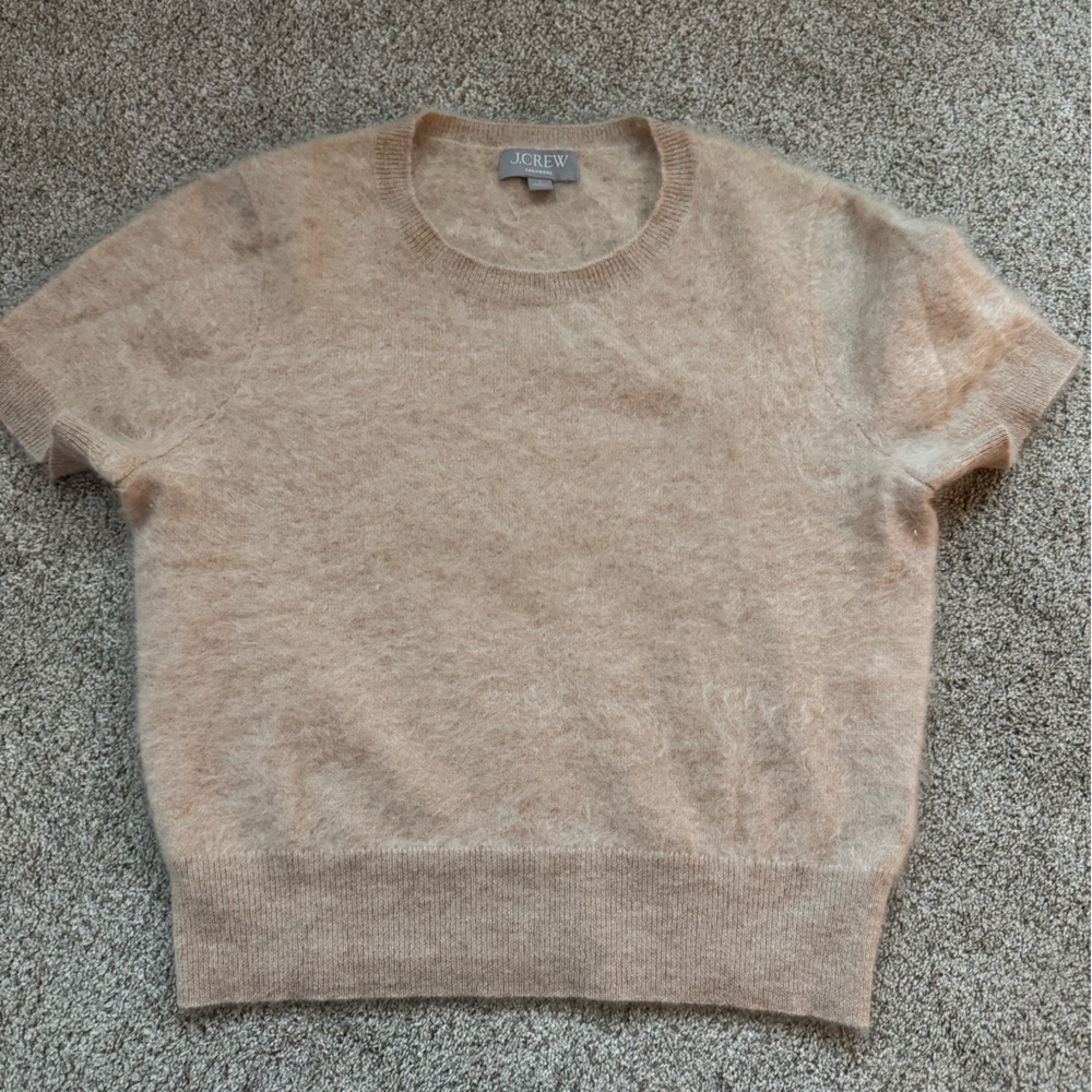 J Crew brushed cashmere short sleeve sweater size small